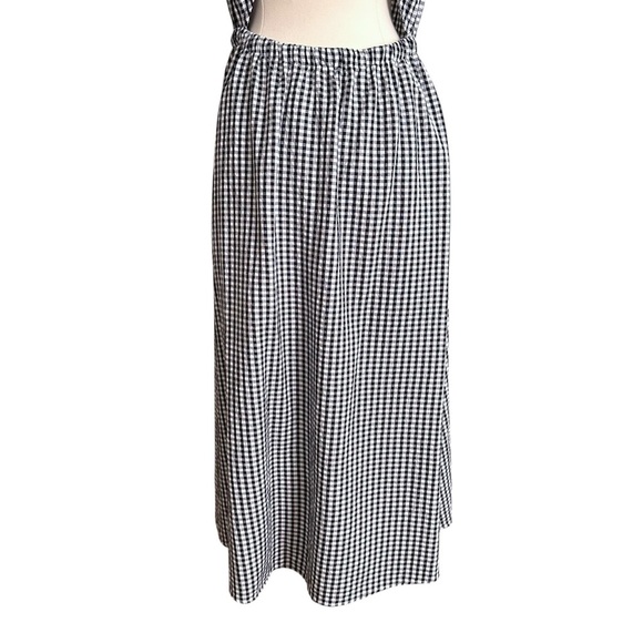 LOFT Black & White Gingham Crossover Back MIDI Dress Pockets Sleeveless Summer S - Picture 11 of 16